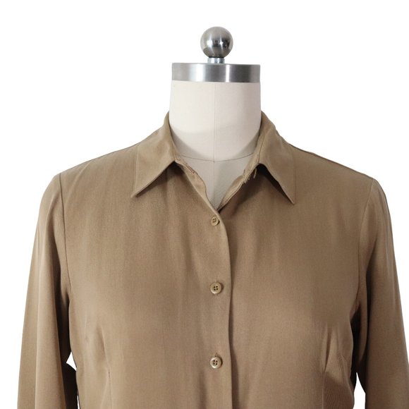 NWT pendleton tan tencel lyocell button up shirt L large womens blouse top NEW - Picture 4 of 11